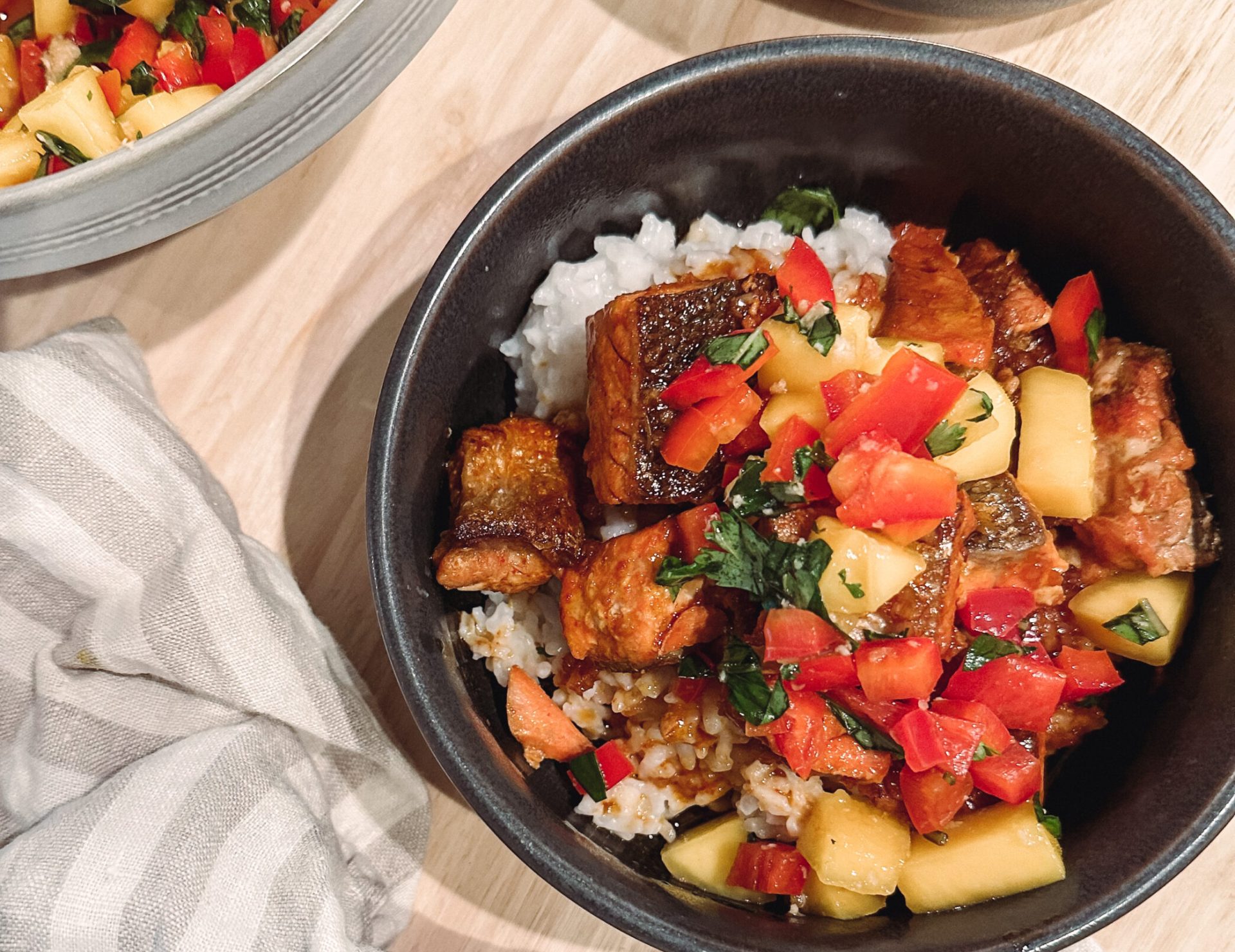 Honey Ginger Salmon Bowls